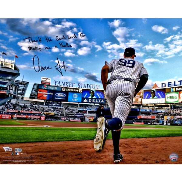 Aaron Judge Signed 16x20 Photo w/Inscrip "Thank the Good Lord for Making Me a Yankee" MLB + Fanatics NO RESERVE