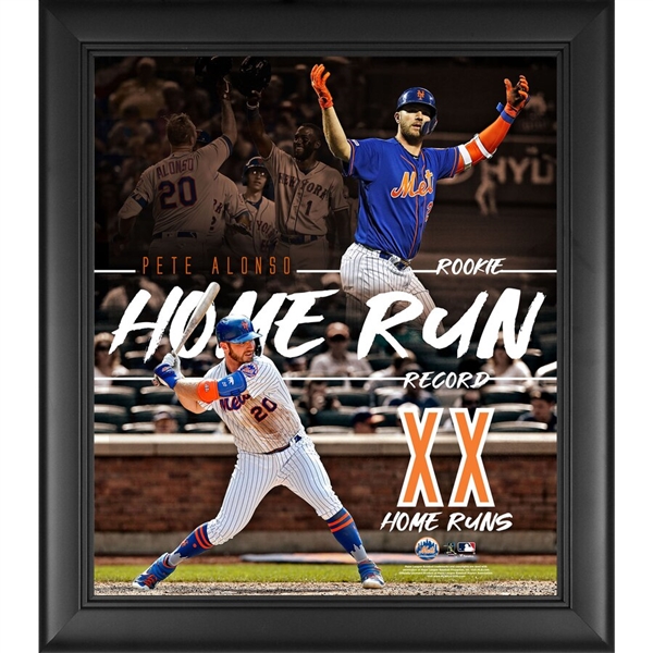 Pete Alonso Mets Framed 15" x 17" MLB Rookie Home Run Record Collage NO RESERVE