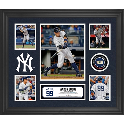 Aaron Judge Framed 5-Photo Collage with a Piece of Game-Used Baseball GU ball is MLB Authenticated. NO RESERVE 