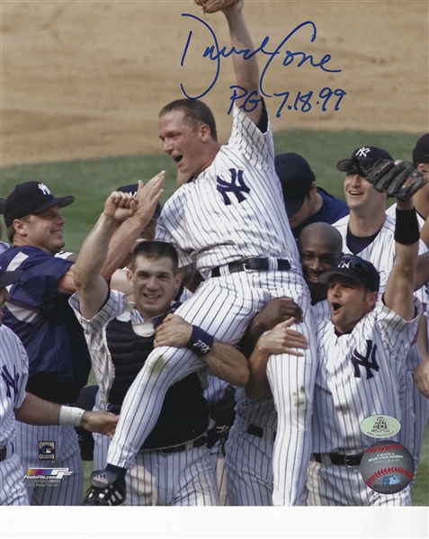 New York Yankees: David Cone Signed Perfect Game 8X10 Photo Raw W/ Inscription P.G. 7/18/99 
