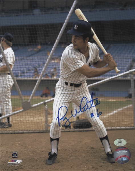 Roy White #6 New York Yankees Autographed 8x10 Raw Batting Color Photo