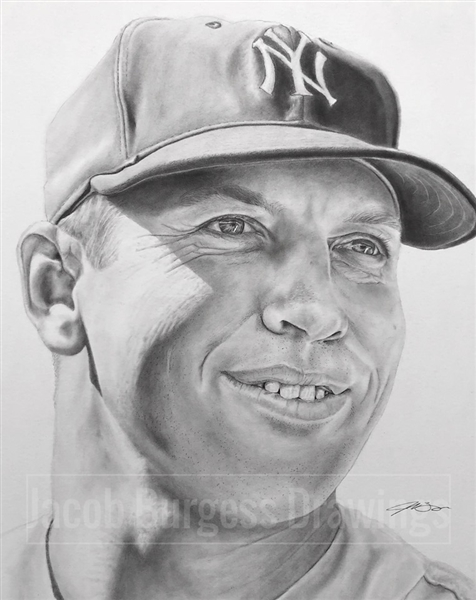 New York Yankees Mickey Mantle Fine Art Lithograph 11x14 Limited Edition 22/300 By Artist Jacob Burgess 