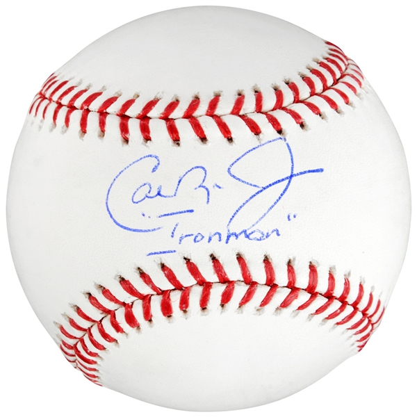 Cal Ripken Jr. Baltimore Orioles Autographed Baseball with "Ironman" Inscription