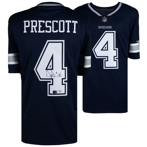 Dak Prescott Dallas Cowboys Autographed Blue Nike Limited Jersey
