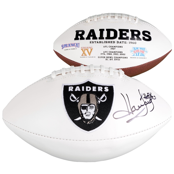 Howie Long Oakland Raiders Autographed White Panel Football with "HOF 00" Inscription