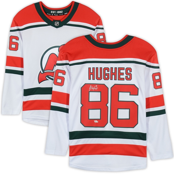 Jack Hughes New Jersey Devils Autographed White Road Fanatics Breakaway Jersey