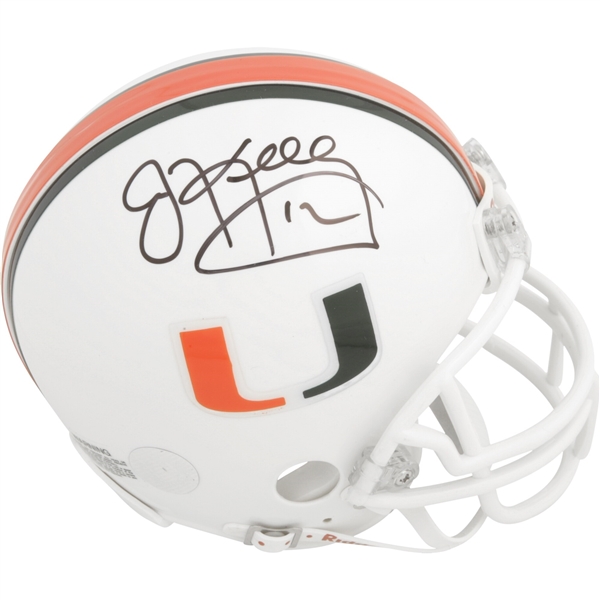 Jim Kelly Miami Hurricanes Autographed Riddell Schutt Mini Helmet
