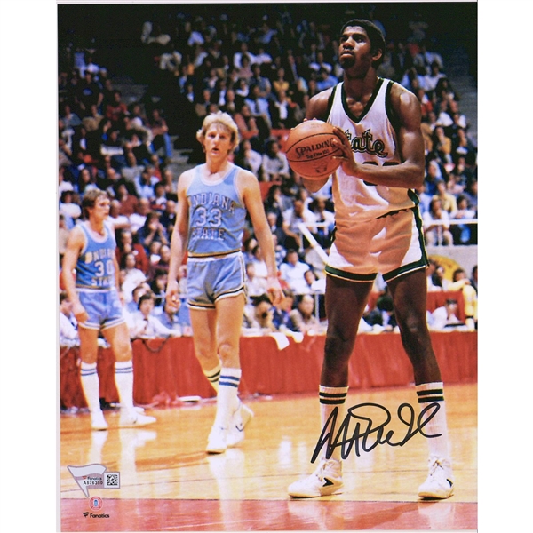 Magic Johnson Michigan State Spartans Autographed 8" x 10" Shooting Free Throw Photograph