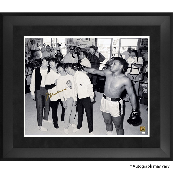 Muhammad Ali Autographed 20"x24"  Punching Beatles Photograph