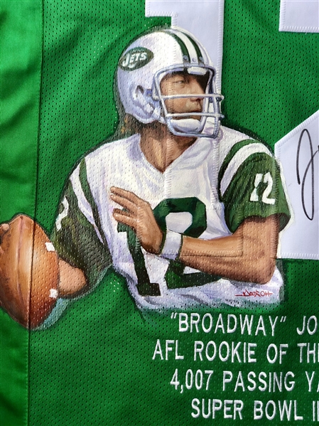 Lot Detail - NY JETS JOE NAMATH SIGNED JERSEY HAND PAINTED BY ARTIST DOO S.  OH.