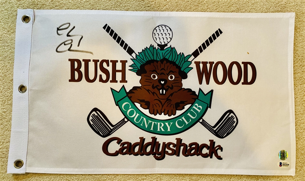 Caddyshack Bushwood Flag Signed By Chevy Chase 12"X 21"