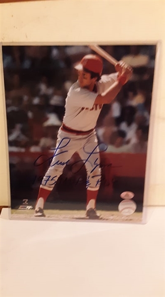 Boston Redsox Fred Lynn Signed 8x10 Photo with inscription 1975 MVP & ROY