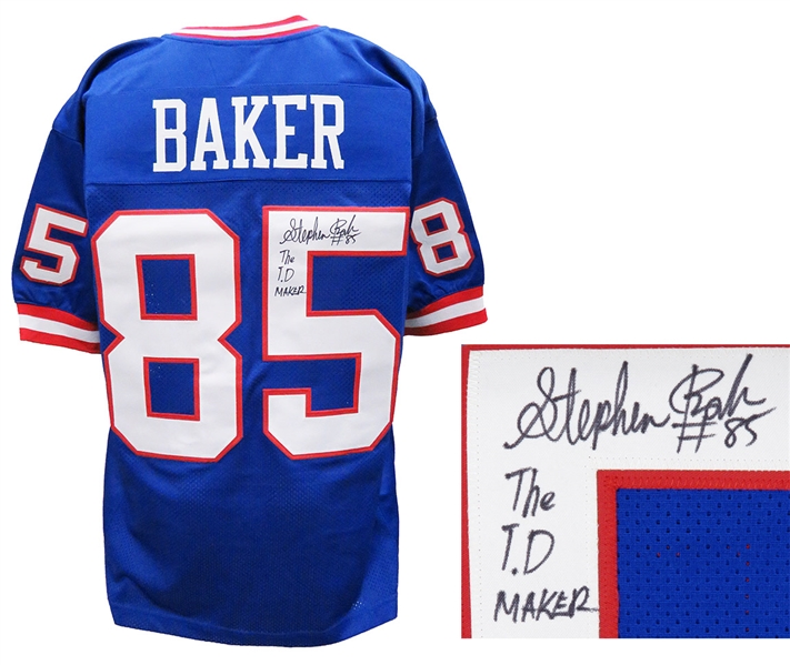 Stephen Baker Signed Blue Throwback Custom Football Jersey w/The T.D. Maker