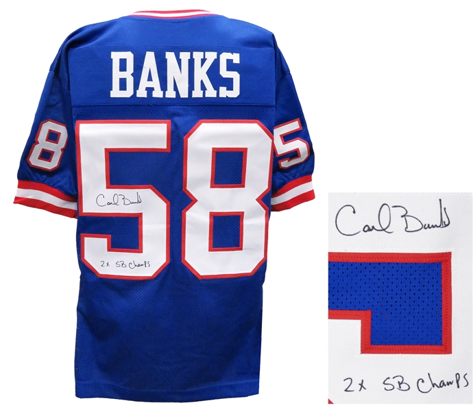 Carl Banks Signed Blue Throwback Custom Football Jersey w/2x SB Champs