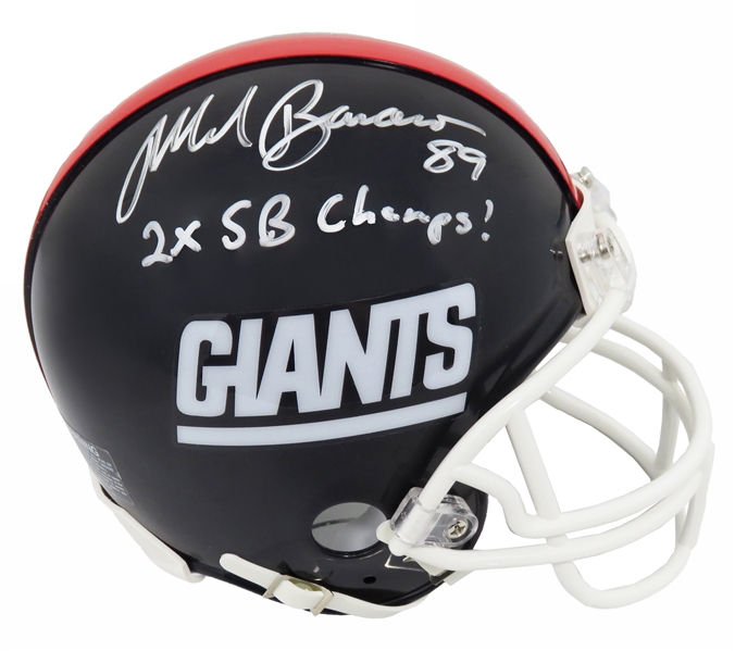 Mark Bavaro Signed New York Giants Throwback Riddell Mini Helmet w/2x SB Champs