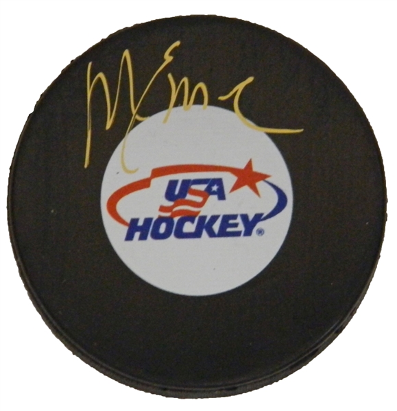 Mike Eruzione Signed USA Hockey Logo Hockey Puck