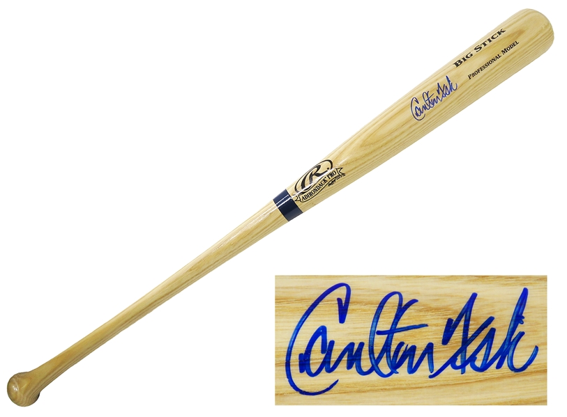 Boston Redsox Carlton Fisk Signed Rawlings Big Stick Blonde Baseball Bat