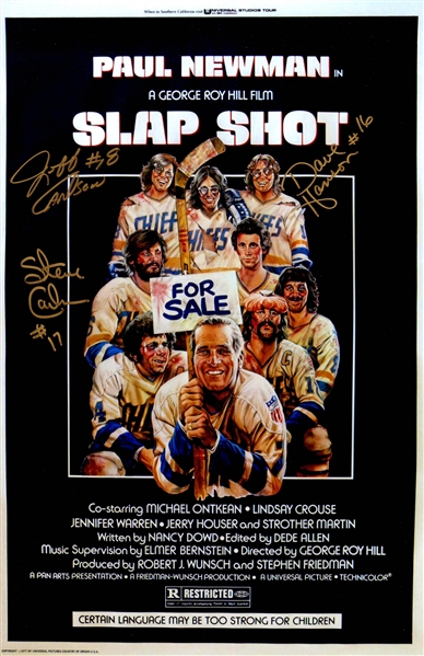 Hanson Brothers Signed Slap Shot 11x17 Movie Poster