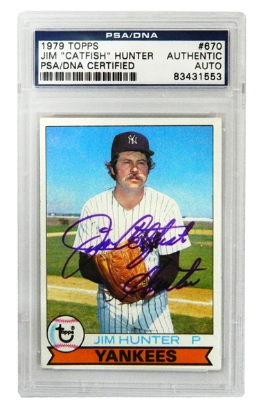 Jim Catfish Hunter Signed New York Yankees 1979 Topps Trading Card #670 
