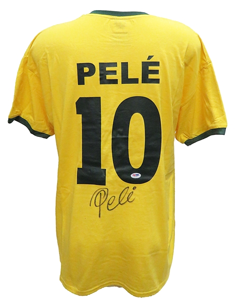 Pele Signed Brazil Yellow Soccer Jersey (PSA)