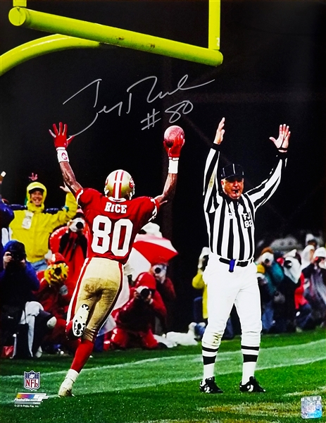 Jerry Rice Signed San Francisco 49ers TD Arms Raised Celebration 16x20 Photo