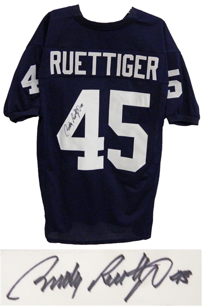 Rudy Ruettiger Signed Navy Throwback Custom Jersey