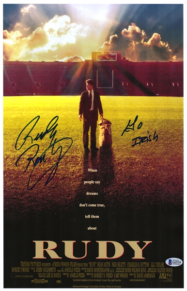 Rudy Ruettiger Signed Rudy 11x17 Movie Poster w/Go Irish (Beckett)