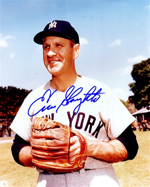 Enos Slaughter Signed New York Yankees Pose 8x10 Photo