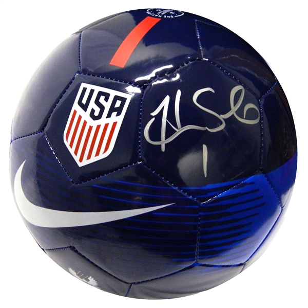 USA Hope Solo Signed United State Nike Blue Soccer Ball