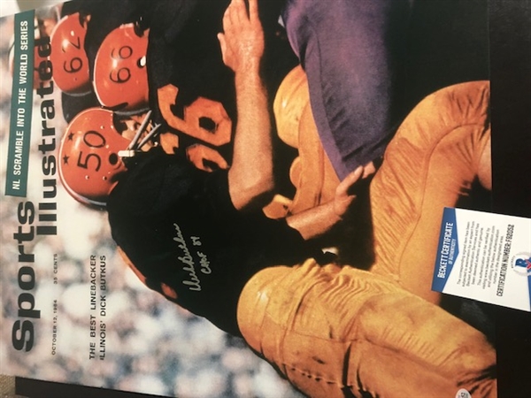 Chicago Bears Dick Butkus Signed Vintage Sports Illustrated Magazine - Beckett