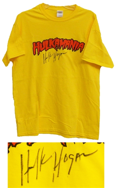 Hulk Hogan Signed Hulkamania Yellow T-Shirt