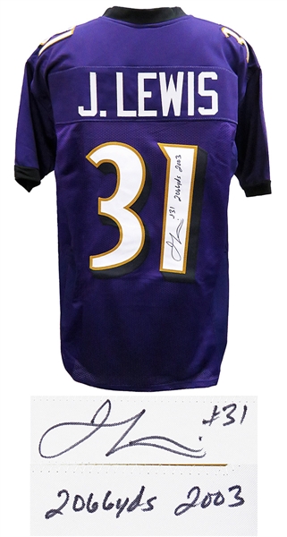 Baltimore Ravens Jamal Lewis Signed Purple Throwback Custom Football Jersey w/2,066 Yds 2003