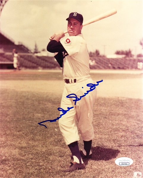 Duke Snider Signed Dodgers Swinging Pose 8x10 Photo (JSA)