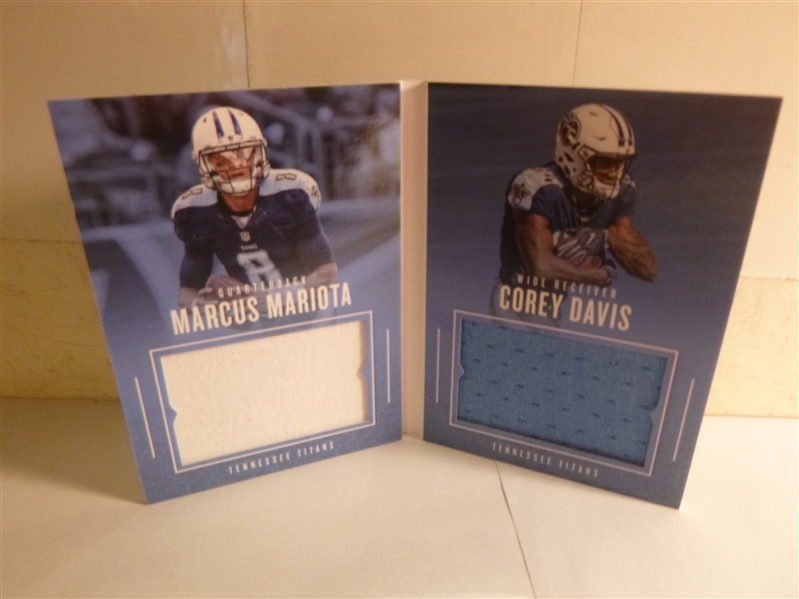 NFL Titans Marcus Mariota & Corey Davis Panini 2017 Preferred 028/199 Player Worn Material Dual Card 