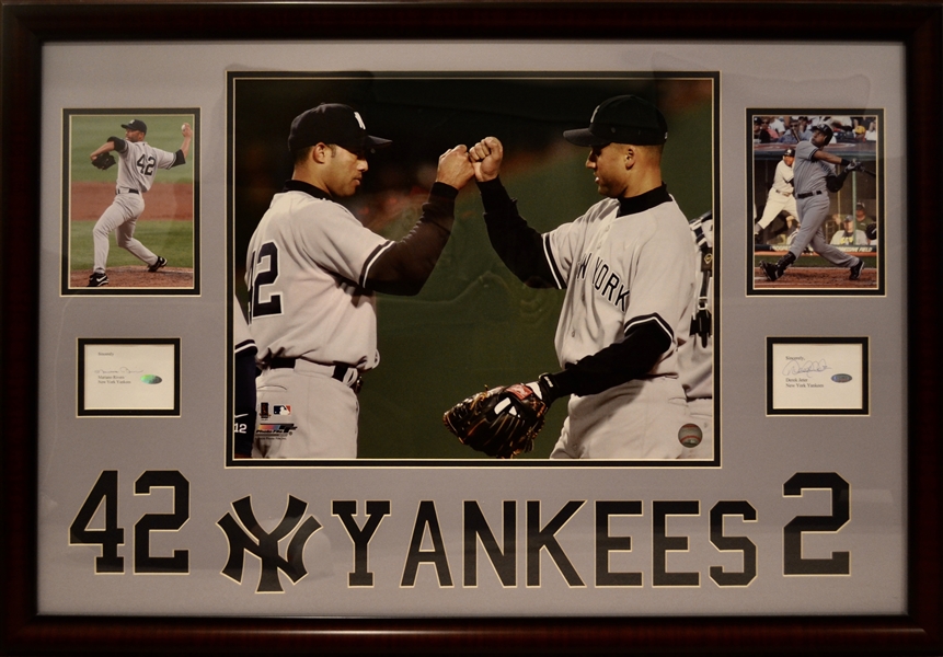 New York Yankees Derek Jeter & Mariano Rivers Signed Collage Framed