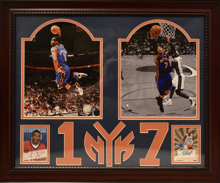 New York Knicks Amare Stoudemire & Carmelo Anthony Dual Signed Photo Collage Framed 