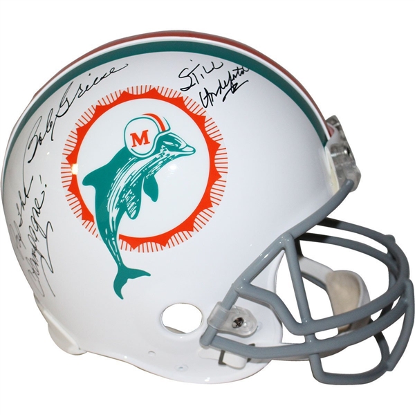Bob Griese Signed Miami Dolphins Proline Throwback Dolphins 1972 Helmet w/ "Pop the Champagne, Still Undefeated" Insc