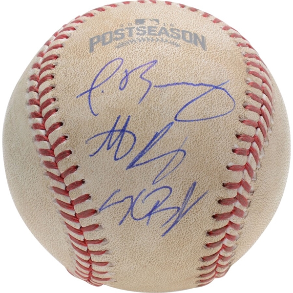 Kris Bryant, Anthony Rizzo and Javier Baez Chicago Cubs Autographed Game-Used 2016 NLCS Baseball
