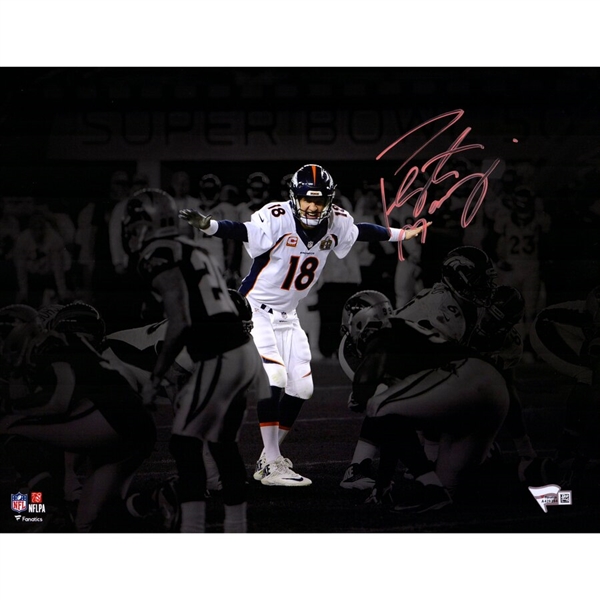 Peyton Manning Denver Broncos Autographed 11 x 14" Super Bowl 50 Spotlight at The Line Photograph