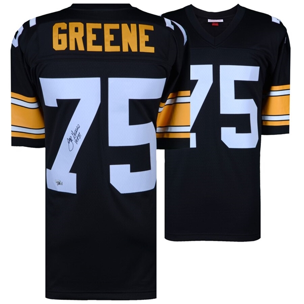 Joe Greene Pittsburgh Steelers Autographed Mitchell & Ness Black Replica Jersey with "HOF 87" Inscription