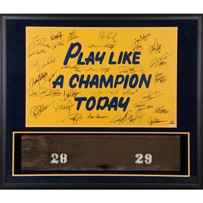 Notre Dame Fighting Irish Framed Multi-Signed 20" x 30" P.L.A.C.T Poster with Bench from Notre Dame Stadium with 32 Signatures