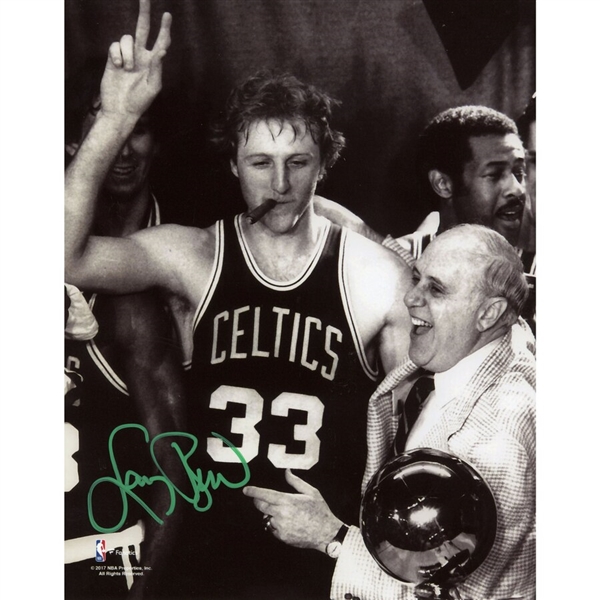 Larry Bird Boston Celtics Autographed 8" x 10" Cigar Celebration with Red Photograph