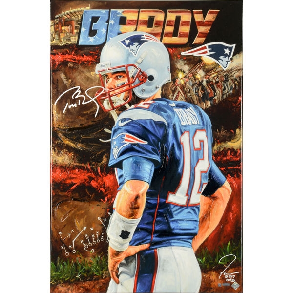 Tom Brady New England Patriots Autographed Art On Canvas 