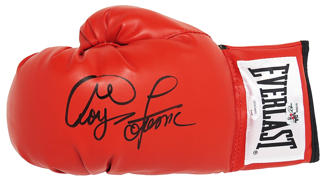 George Foreman Signed Everlast Red Full Size Boxing Glove 