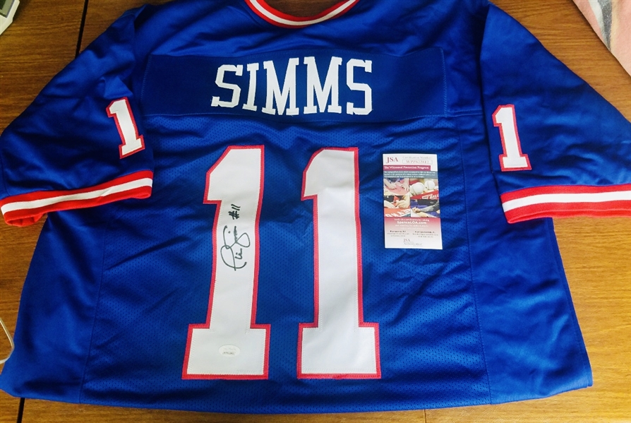 New York Giants Phil Simms Signed Blue Jersey