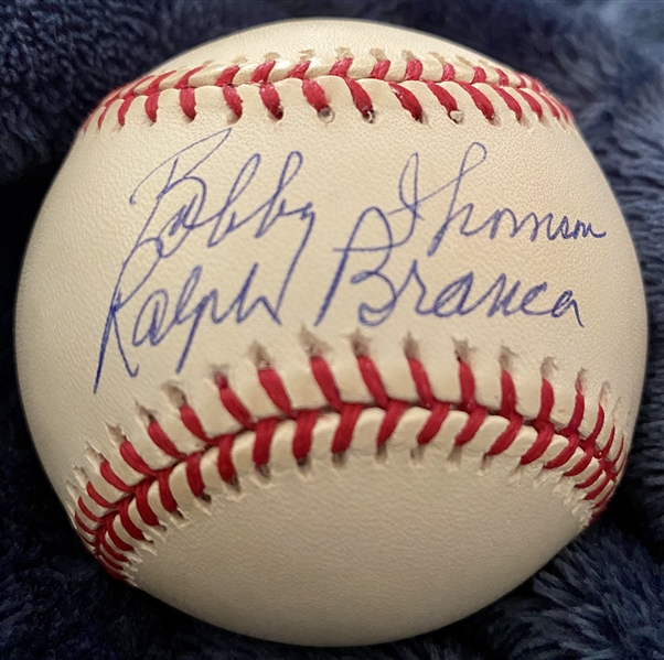 Ralph Branca & Bobby Thomson Dual Signed NL Baseball ( Shot Heard Around The World)