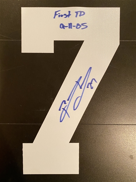 New York Giants Former Running Back Brandon Jacobs Signed White #7 With Inscription - First TD 9-11-05