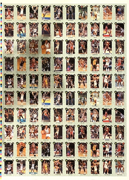 1991 Classic Draft Picks Basketball Cards Uncut Sheet 