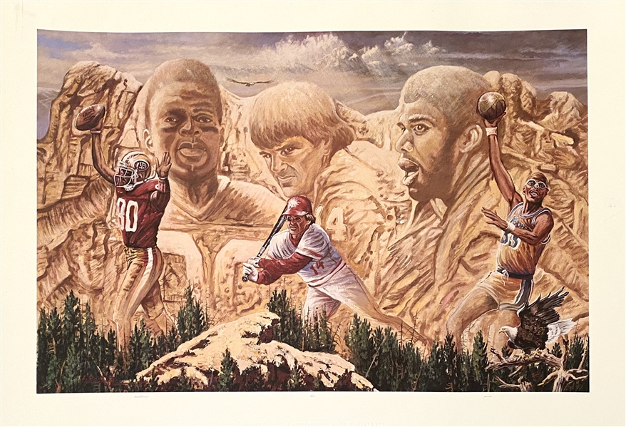 "The All-Time Leaders" Fine Art Lithograph - Pete Rose, Jerry Rice, Kareem Abdul Jabbar