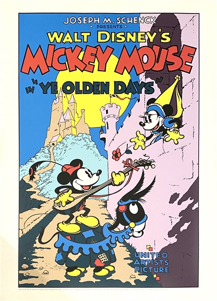 Disney-Walt Disneys Mickey Mouse-Ye Olden Days fine art Serigraph 22" x 31"